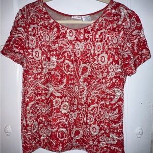 East 5th Red and Tan Fitted Blouse